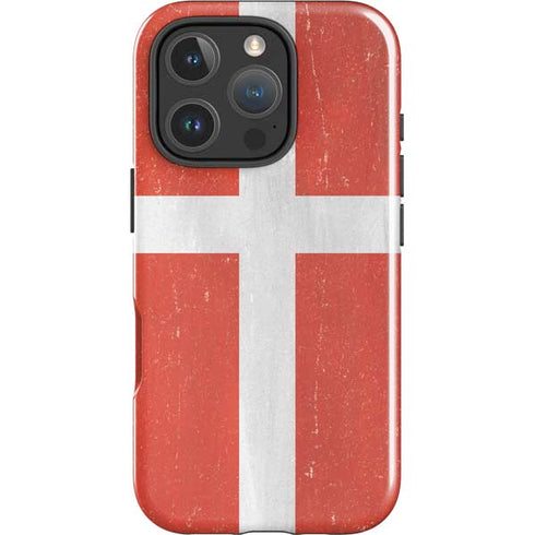 Denmark Flag Distressed iPhone 16 Pro Impact Case