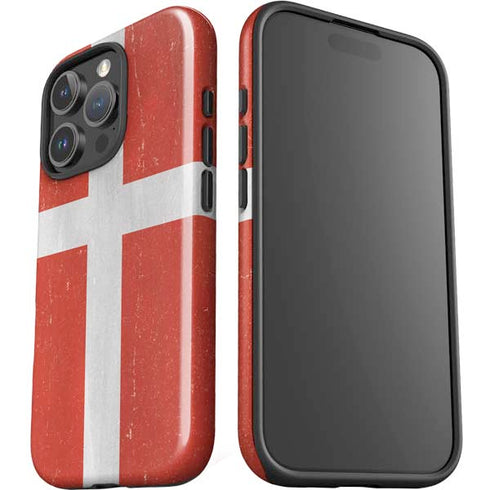 Denmark Flag Distressed iPhone 16 Pro Impact Case