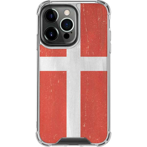 Denmark Flag Distressed iPhone 16 Pro Max Clear Case