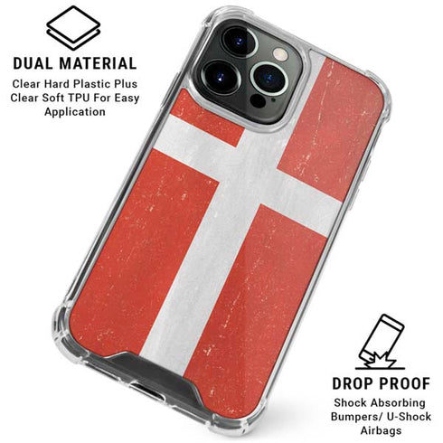 Denmark Flag Distressed iPhone 16 Pro Max Clear Case