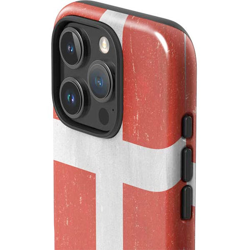 Denmark Flag Distressed iPhone 16 Pro Max Impact Case
