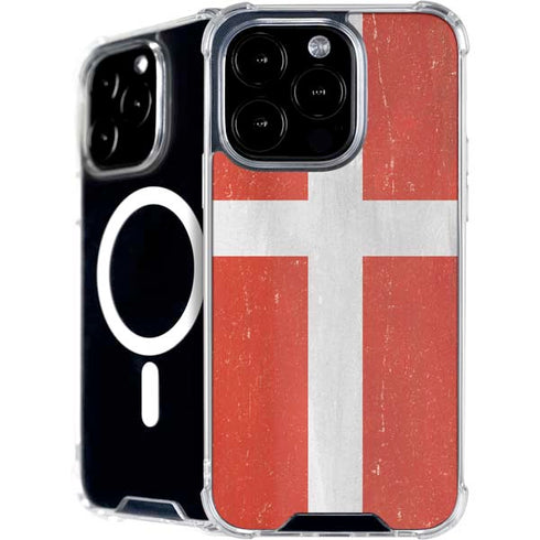 Denmark Flag Distressed iPhone 16 Pro Max MagSafe Case