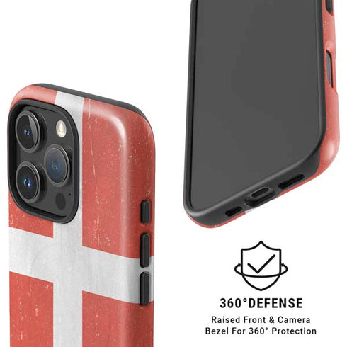 Denmark Flag Distressed iPhone 16 Pro Max Magsafe Impact Case