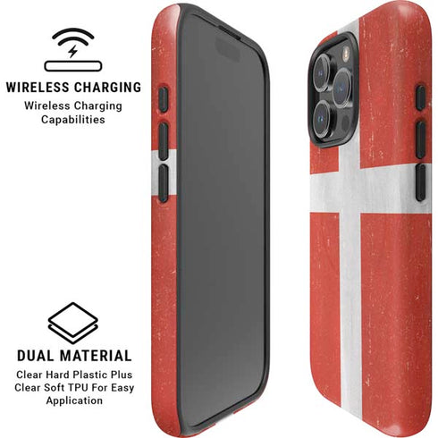 Denmark Flag Distressed iPhone 16 Pro Max Magsafe Impact Case