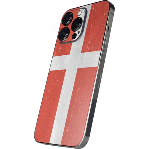 Denmark Flag Distressed iPhone 16 Pro Skin