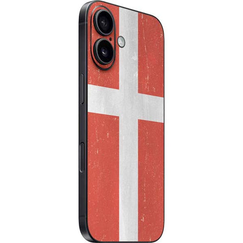 Denmark Flag Distressed iPhone 16 Skin