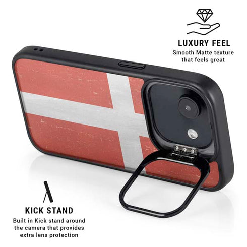 Denmark Flag Distressed iPhone 16e Kickstand Case