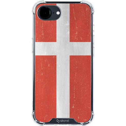Denmark Flag Distressed iPhone 16e Clear Case