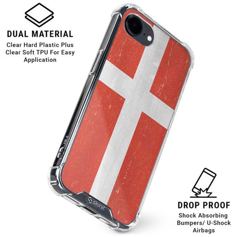 Denmark Flag Distressed iPhone 16e Clear Case