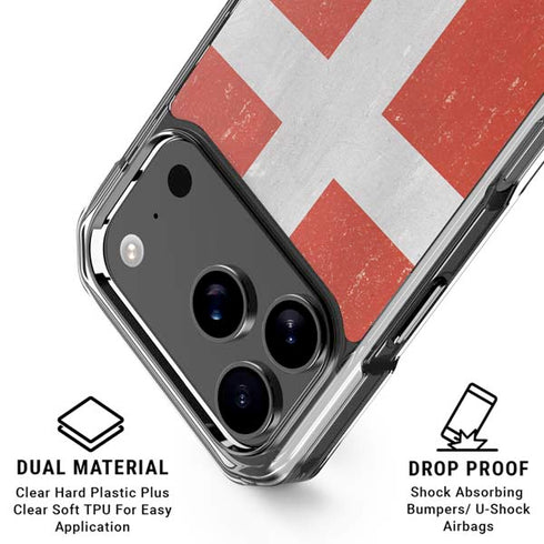 Denmark Flag Distressed iPhone 18 Pro Clear Case