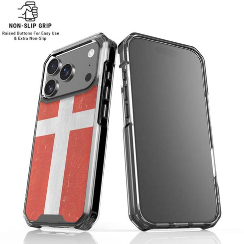 Denmark Flag Distressed iPhone 18 Pro Clear Case