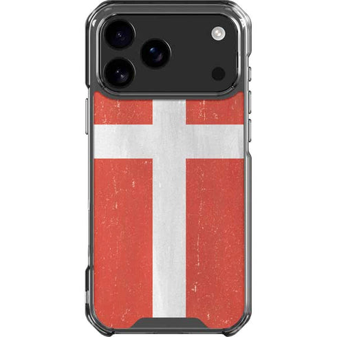 Denmark Flag Distressed iPhone 18 Pro Max Clear Case