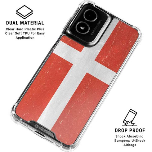 Denmark Flag Distressed Moto G Power 5G (2024) Clear Case