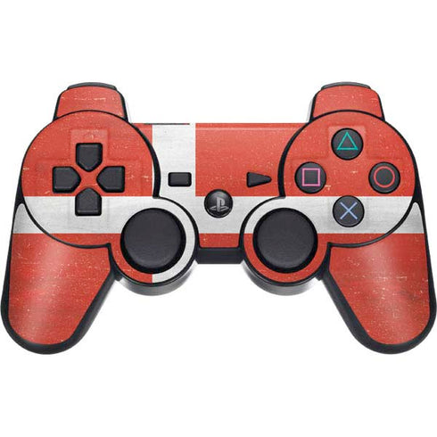 Denmark Flag Distressed PS3 Dual Shock wireless controller Skin