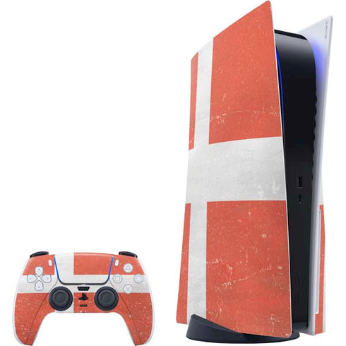 Denmark Flag Distressed PlayStation PS5 Skins