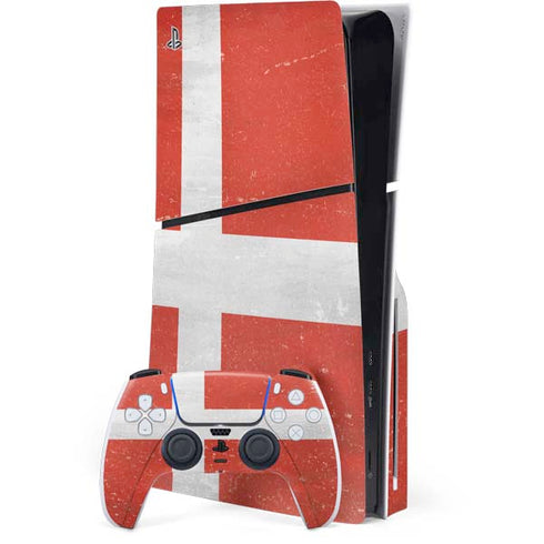 Denmark Flag Distressed PlayStation PS5 Skins