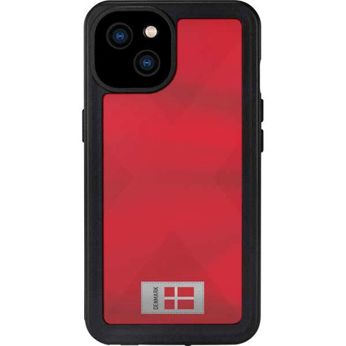Denmark Soccer Flag iPhone 15 Plus Waterproof Case