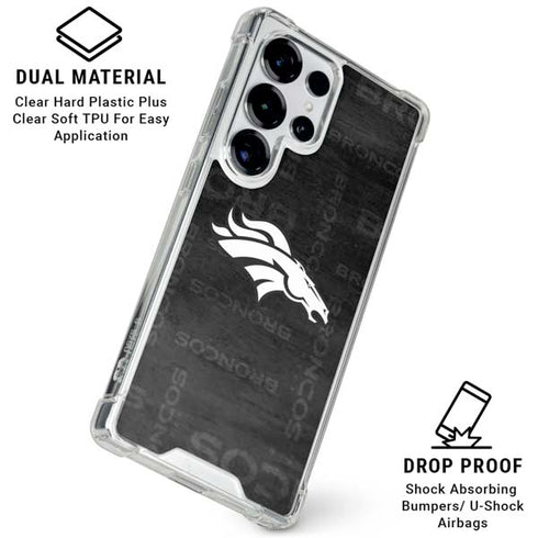 NFL Denver Broncos Black & White Galaxy S25 Ultra Clear Case