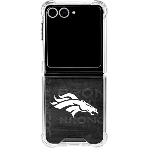 NFL Denver Broncos Black & White Galaxy Z Flip7 Clear Case