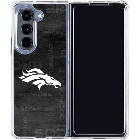 NFL Denver Broncos Black & White Galaxy Z Fold5 5G Clear Case