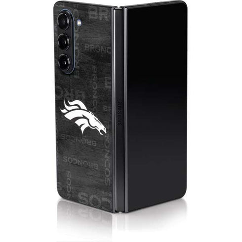 NFL Denver Broncos Black & White Galaxy Z Fold5 5G Skin