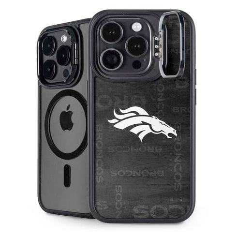 NFL Denver Broncos Black & White iPhone 15 Pro Kickstand Case