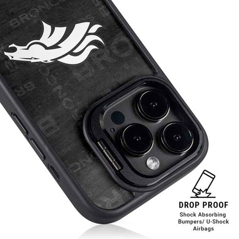 NFL Denver Broncos Black & White iPhone 15 Pro Max Kickstand Case