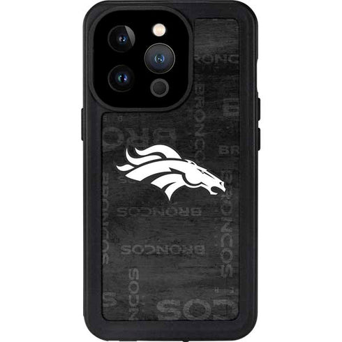NFL Denver Broncos Black & White iPhone 15 Pro Waterproof Case