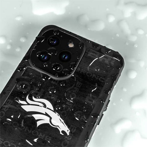 NFL Denver Broncos Black & White iPhone 15 Pro Waterproof Case