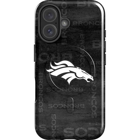 NFL Denver Broncos Black & White iPhone 16 Magsafe Impact Case