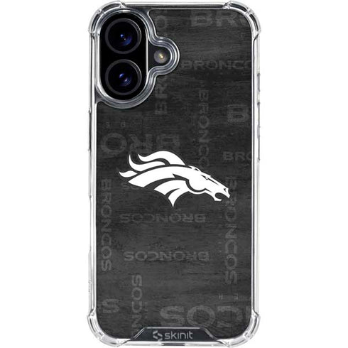 NFL Denver Broncos Black & White iPhone 16 Plus Clear Case