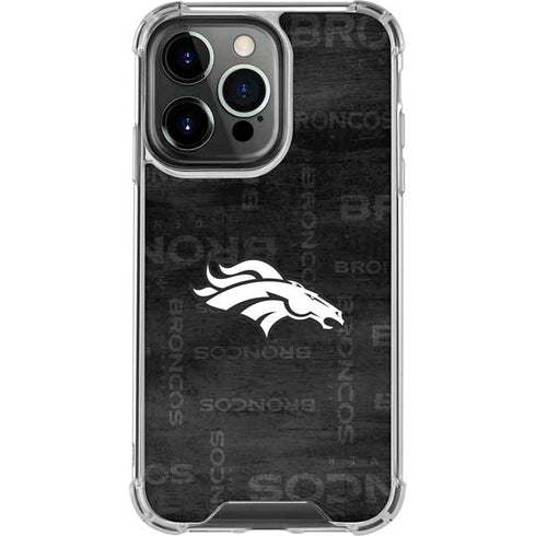 NFL Denver Broncos Black & White iPhone 16 Pro Clear Case