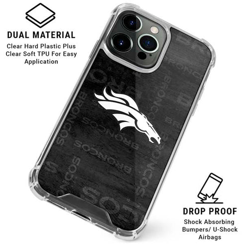 NFL Denver Broncos Black & White iPhone 16 Pro Max Clear Case