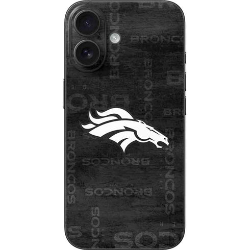 NFL Denver Broncos Black & White iPhone 16 Skin