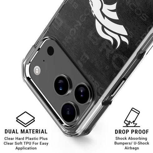 NFL Denver Broncos Black & White iPhone 17 Pro Clear Case