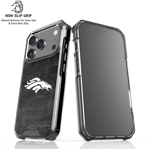 NFL Denver Broncos Black & White iPhone 17 Pro Max Clear Case