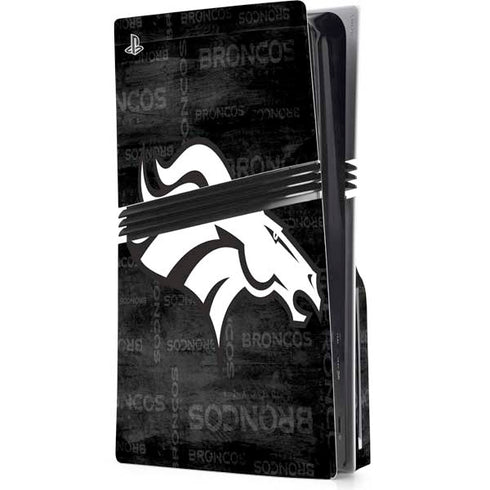 NFL Denver Broncos Black & White PS5 Pro Disk Console Skin