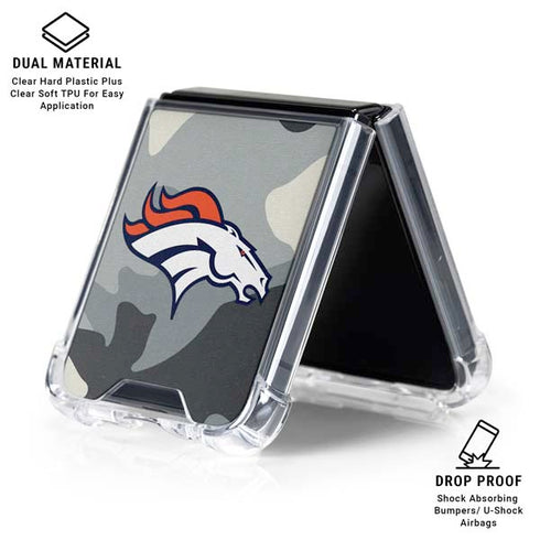 NFL Denver Broncos Camo Galaxy Z Flip6 Clear Case