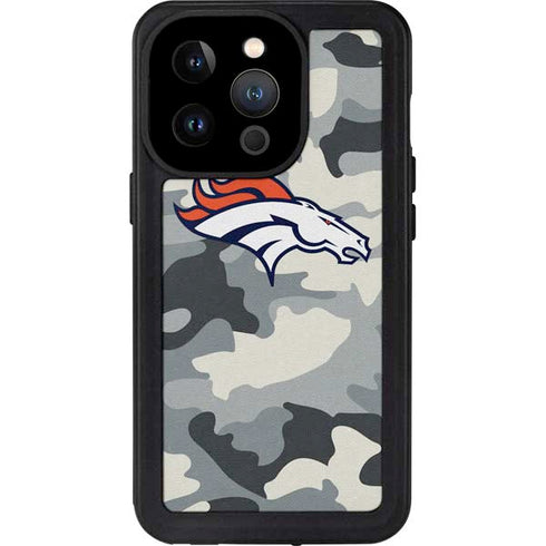 NFL Denver Broncos Camo iPhone 15 Pro Waterproof Case