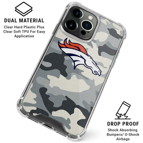 NFL Denver Broncos Camo iPhone 16 Pro Clear Case