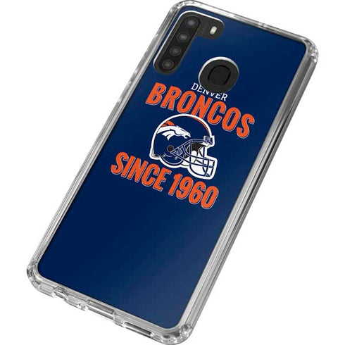 NFL Denver Broncos Helmet Galaxy A21 Clear Case