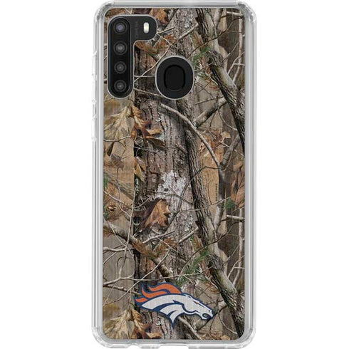 NFL Denver Broncos Realtree AP Camo Galaxy A21 Clear Case
