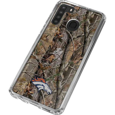 NFL Denver Broncos Realtree AP Camo Galaxy A21 Clear Case