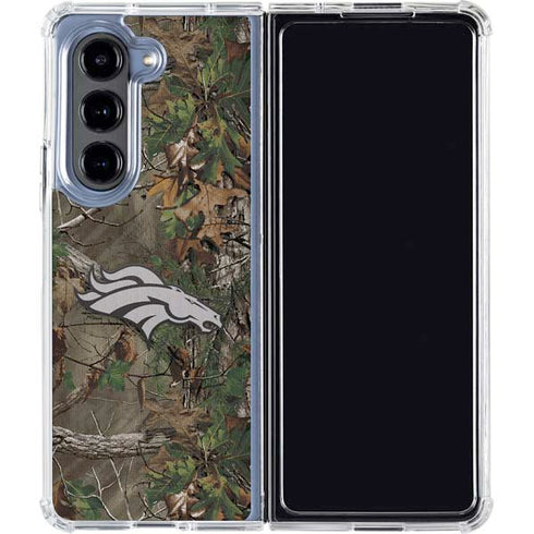 NFL Denver Broncos Realtree Xtra Green Camo Galaxy Z Fold5 5G Clear Case