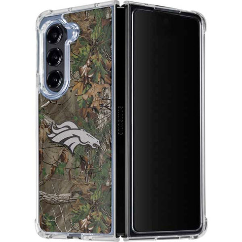 NFL Denver Broncos Realtree Xtra Green Camo Galaxy Z Fold5 5G Clear Case