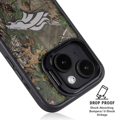 NFL Denver Broncos Realtree Xtra Green Camo iPhone 14 Plus Kickstand Case