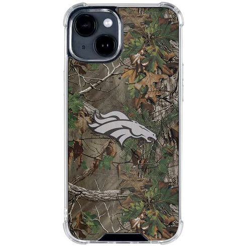 NFL Denver Broncos Realtree Xtra Green Camo iPhone 15 Clear Case