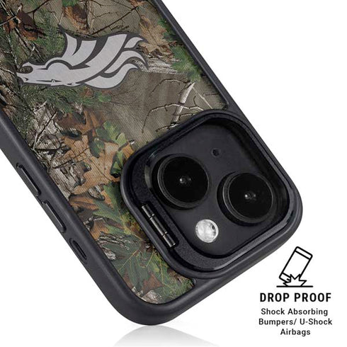 NFL Denver Broncos Realtree Xtra Green Camo iPhone 15 Kickstand Case