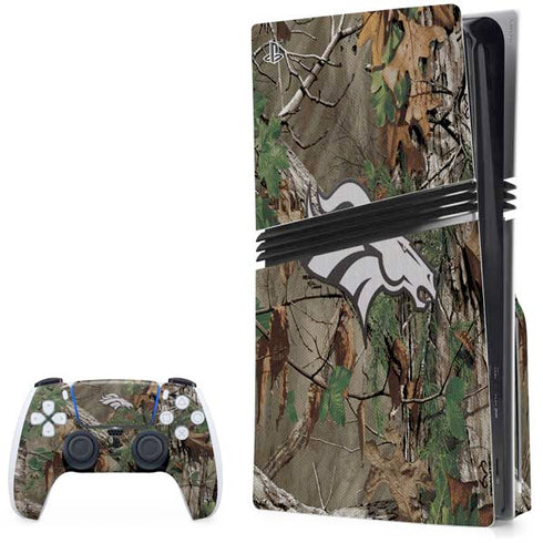 NFL Denver Broncos Realtree Xtra Green Camo PS5 Pro Disk Bundle Skin