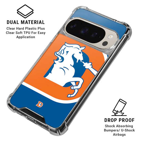 NFL Denver Broncos Retro Logo Pixel 9/9 Pro Clear Case